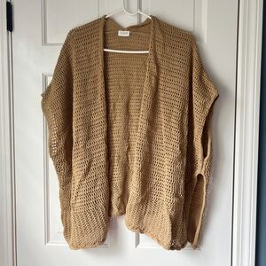 J Crew Factory Women's Tan Open Knit Sweater EUC cotton
